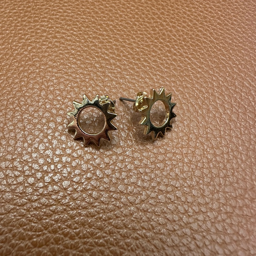 Gold Sunburst Stud Earrings